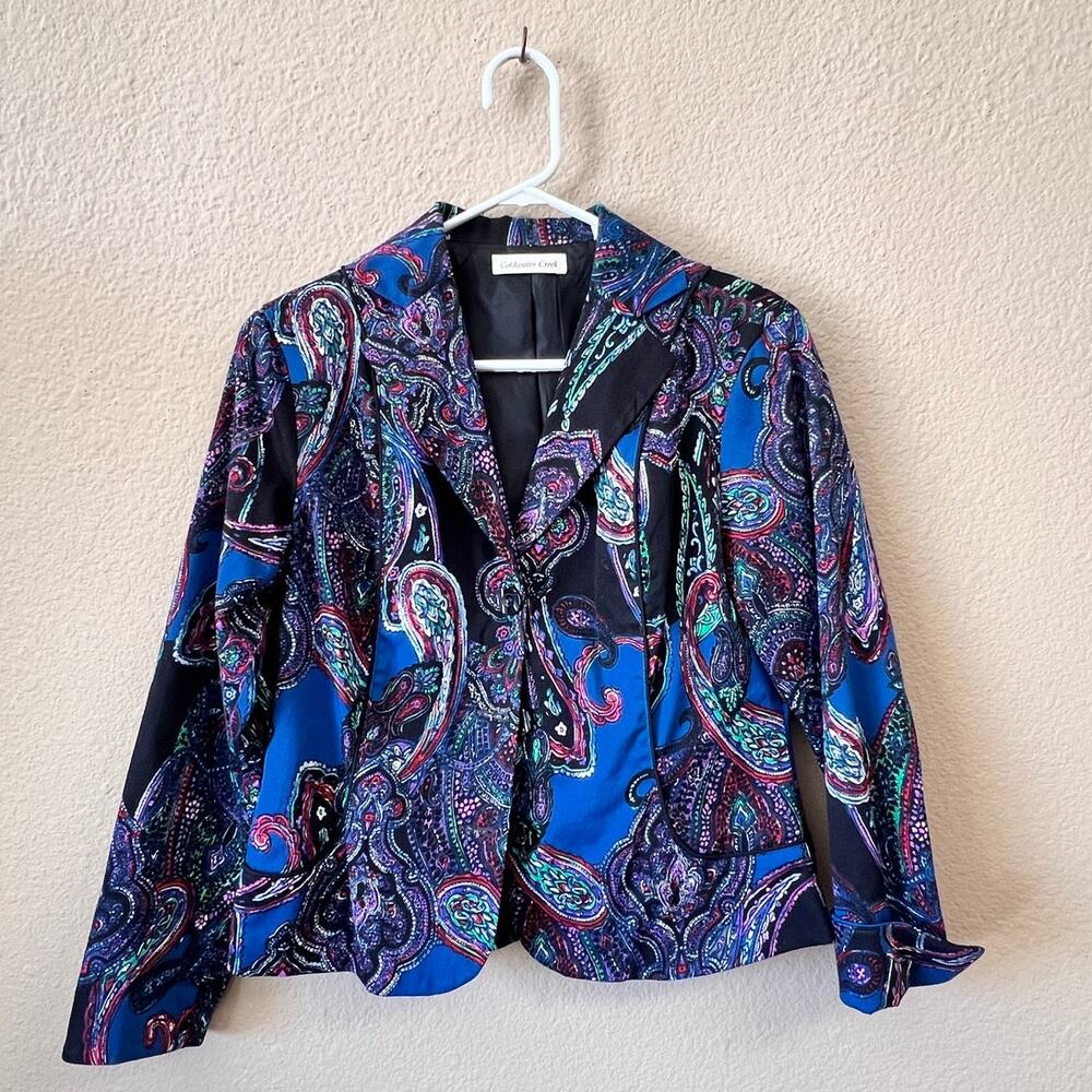 Vintage 90s Coldwater Creek purple paisley blazer jacket size P4